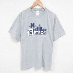 【20%OFF】XL★古着 半袖 Tシャツ メンズ デトロイト クルーネック グレー 霜降り 25jun05 中古