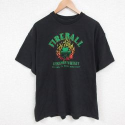 XL★古着 半袖 Tシャツ メンズ ウイスキー ファイヤーボール コットン クルーネック 黒 ブラック 25jun05 中古