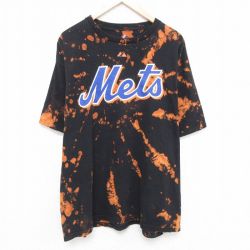 XL★古着 マジェスティック 半袖 Tシャツ メンズ MLB ニューヨークメッツ デビッドライト 5 大きいサイズ コットン クルーネック 黒他 ブラック ブリーチ加工 メジャーリーグ ベースボール 野球 25may24 中古
