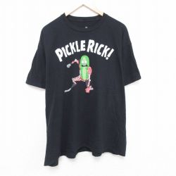 XL★古着 半袖 Tシャツ メンズ アニメ リックアンドモーティ 大きいサイズ コットン クルーネック 黒 ブラック 25may24 中古