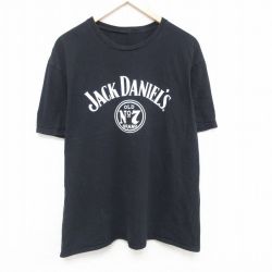 XL★古着 半袖 Tシャツ メンズ ジャックダニエル 酒 大きいサイズ クルーネック 黒 ブラック 25may24 中古