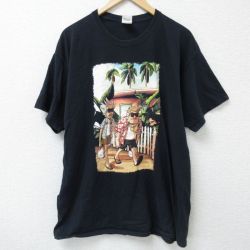 【50%OFF】XL★古着 フルーツオブザルーム 半袖 Tシャツ メンズ 男性 コットン クルーネック 黒 ブラック 25may26 中古