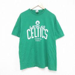 【50%OFF】XL★古着 半袖 Tシャツ メンズ セルティックス コットン クルーネック 緑 グリーン 25may27 中古