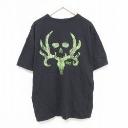 XL★古着 半袖 Tシャツ メンズ ボーンコレクター 大きいサイズ コットン クルーネック 黒 ブラック 25may27 中古