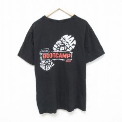 【50%OFF】XL★古着 半袖 Tシャツ メンズ BOOT 大きいサイズ クルーネック 黒 ブラック 25may27 中古