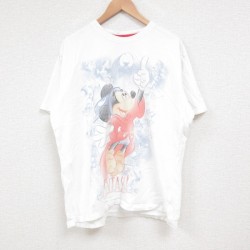 XL★古着 半袖 Tシャツ メンズ ディズニー DISNEY ミッキー MICKEY MOUSE コットン クルーネック 白 ホワイト 25jun06 中古
