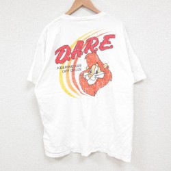 XL★古着 半袖 Tシャツ メンズ ライオン コットン クルーネック 白 ホワイト 25jun06 中古