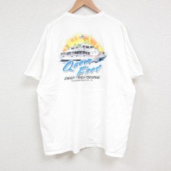 XL★古着 半袖 Tシャツ メンズ シーフィッシング 大きいサイズ コットン クルーネック 白 ホワイト 25jun06 中古