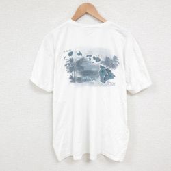 【50%OFF】XL★古着 半袖 Tシャツ メンズ ハワイ 大きいサイズ クルーネック 白 ホワイト 25jun07 中古