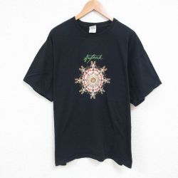 XL★古着 半袖 Tシャツ メンズ アートパーク コットン クルーネック 黒 ブラック 25jun07 中古