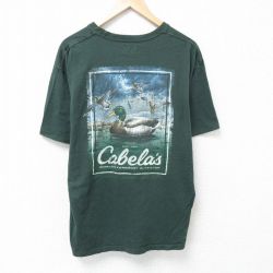 【20%OFF】XL★古着 半袖 Tシャツ メンズ カベラス カモ 大きいサイズ コットン クルーネック 緑 グリーン 25jun07 中古
