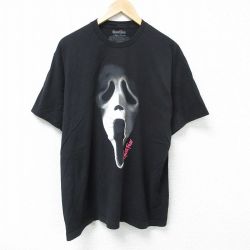 XL★古着 半袖 Tシャツ メンズ ホラー映画 スクリーム 大きいサイズ コットン クルーネック 黒 ブラック 25jun07 中古