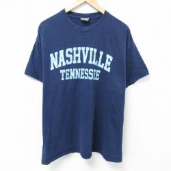 XL★古着 MVスポーツ 半袖 Tシャツ メンズ ナシュビル 大きいサイズ コットン クルーネック 紺 ネイビー 25jun07 中古