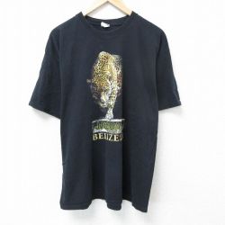 XL★古着 半袖 Tシャツ メンズ ジャガー 大きいサイズ コットン クルーネック 黒 ブラック 25jun07 中古