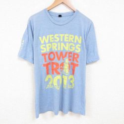 XL★古着 TULTEX 半袖 Tシャツ メンズ ウエスタン 企業広告 大きいサイズ クルーネック 薄紺 ネイビー 霜降り 25jun07 中古