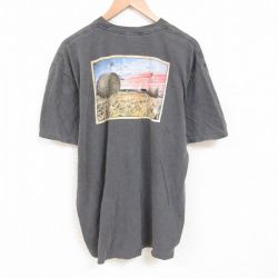 XL★古着 半袖 Tシャツ メンズ 畑 大きいサイズ クルーネック グレー 25jun07 中古
