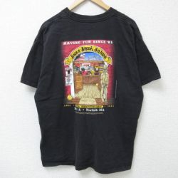 XL★古着 ヘインズ Hanes 半袖 Tシャツ メンズ バー コットン クルーネック 黒 ブラック 25jun09 中古