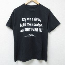 M★古着 ヘインズ Hanes 半袖 Tシャツ メンズ メッセージ コットン クルーネック 黒 ブラック 25jun09 中古