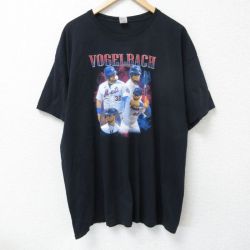 XL★古着 フルーツオブザルーム 半袖 Tシャツ メンズ MLB ニューヨークメッツ ダンボーゲルバック 32 大きいサイズ コットン クルーネック 黒 ブラック メジャーリーグ ベースボール 野球 25jun09 中古