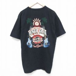 XL★古着 半袖 Tシャツ メンズ ハードロックカフェ コットン クルーネック 黒 ブラック 25jun09 中古