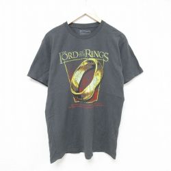 L★古着 半袖 Tシャツ メンズ 映画 ロードオブザリング コットン クルーネック グレー 25jun09 中古