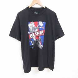 XL★古着 半袖 Tシャツ メンズ アニメ ヘタリア 大きいサイズ コットン クルーネック 黒 ブラック 25jun09 中古