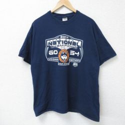 【20%OFF】XL★古着 半袖 Tシャツ メンズ バスケットボール コットン クルーネック 紺 ネイビー 25jun09 中古