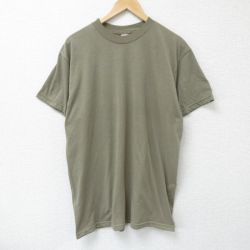 XL★古着 半袖 Tシャツ メンズ 無地 クルーネック 濃ベージュ カーキ 25jun09 中古