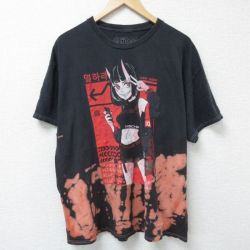 スクエアアップルスタジオ 半袖Tシャツ ブリーチ加工 ブラック XL | 古着