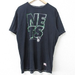 XL★古着 半袖 Tシャツ メンズ NBA ブルックリンネッツ コットン クルーネック 黒 ブラック バスケットボール 25jun10 中古