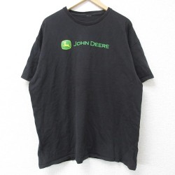 XL★古着 半袖 Tシャツ メンズ ジョンディア クルーネック 黒 ブラック 25jun10 中古