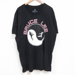 【20%OFF】XL★古着 半袖 Tシャツ メンズ ブルースリー クルーネック 黒 ブラック 25jun14 中古