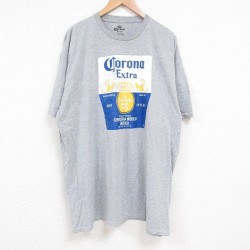 XL★古着 半袖 Tシャツ メンズ コロナビール 大きいサイズ ロング丈 クルーネック グレー 霜降り 25jun14 中古