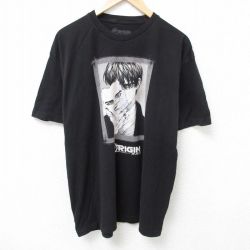 XL★古着 半袖 Tシャツ メンズ アニメ ORIGIN Boichi 大きいサイズ コットン クルーネック 黒 ブラック 【spe】 25jun11 中古