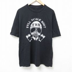 XL★古着 半袖 Tシャツ メンズ ガスマスク 大きいサイズ クルーネック 黒 ブラック 25jun11 中古