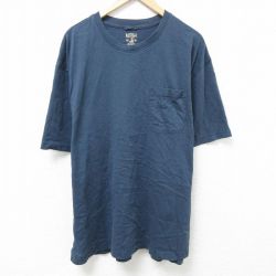 XL★古着 レッドヘッド 半袖 Tシャツ メンズ 胸ポケット付き 大きいサイズ コットン クルーネック 紺 ネイビー 25jun11 中古