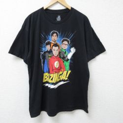 【50%OFF】XL★古着 半袖 Tシャツ メンズ ドラマ ビッグバンセオリー コットン クルーネック 黒 ブラック 25jun12 中古