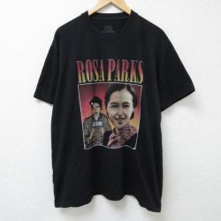 XL★古着 半袖 Tシャツ メンズ ロザパークス 大きいサイズ クルーネック 黒 ブラック 25jun12 中古