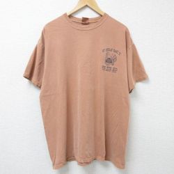 XL★古着 半袖 Tシャツ メンズ インディアン コットン クルーネック 薄茶 ブラウン 25jun12 中古