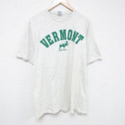 XL★古着 半袖 Tシャツ メンズ バーモント 大きいサイズ クルーネック 薄グレー 霜降り 25jun13 中古