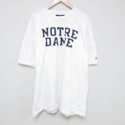 XL★古着 半袖 Tシャツ メンズ ノートルダム 大きいサイズ ロング丈 クルーネック 白 ホワイト 25jun13 中古