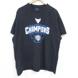 XL★古着 半袖 Tシャツ メンズ バスケットボール コットン クルーネック 黒 ブラック 25jun18 中古