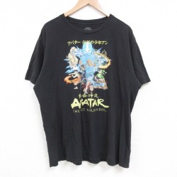 XL★古着 半袖 Tシャツ メンズ アニメ ニコロデオン アバター 伝説の少年アン クルーネック 黒 ブラック 25jun18 中古
