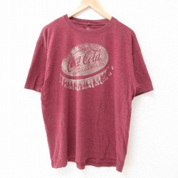 XL★古着 半袖 Tシャツ メンズ コカコーラ クルーネック エンジ 霜降り 25jun12 中古