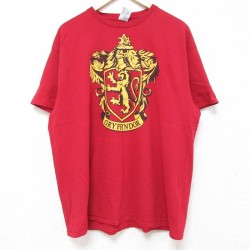 XL★古着 半袖 Tシャツ メンズ 映画 ハリーポッター グリフィンドール コットン クルーネック 赤 レッド 25jun13 中古