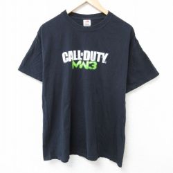 XL★古着 フルーツオブザルーム 半袖 ビンテージ Tシャツ メンズ 00年代 00s ゲーム コールオブデューティー コットン クルーネック 黒 ブラック 25jun14 中古