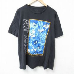 XL★古着 半袖 Tシャツ メンズ ルーニーテューンズ LOONEY TUNES スペースジャム バッグスバニー 大きいサイズ コットン クルーネック 黒 ブラック 25jun14 中古