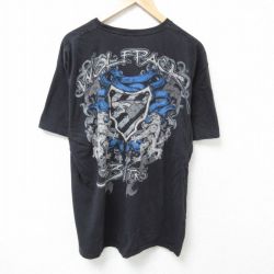 【20%OFF】XL★古着 半袖 Tシャツ メンズ GRACE コットン クルーネック 黒 ブラック 25jun19 中古