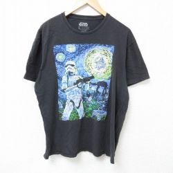 【50%OFF】XL★古着 半袖 Tシャツ メンズ スターウォーズ STAR WARS ストームトルーパー コットン クルーネック 黒 ブラック 25jun19 中古