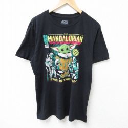 【20%OFF】XL★古着 半袖 Tシャツ メンズ スターウォーズ STAR WARS グローグー クルーネック 黒 ブラック 【spe】 25jun19 中古